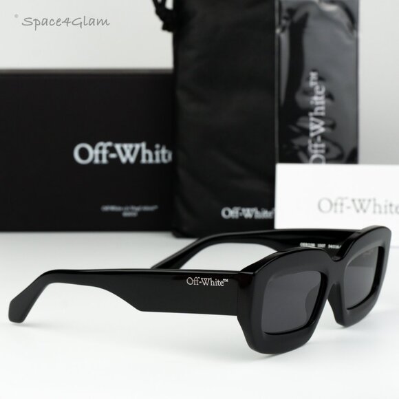 Off-White Women Sunglasses Black Grey Rectangle OERI138 CHARLOTTE 1007 BRAND NEW - Picture 4 of 14
